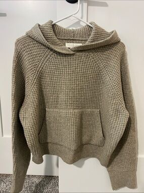 Abercrombie & Fitch Waffle-Knit Hooded Sweater - Taupe